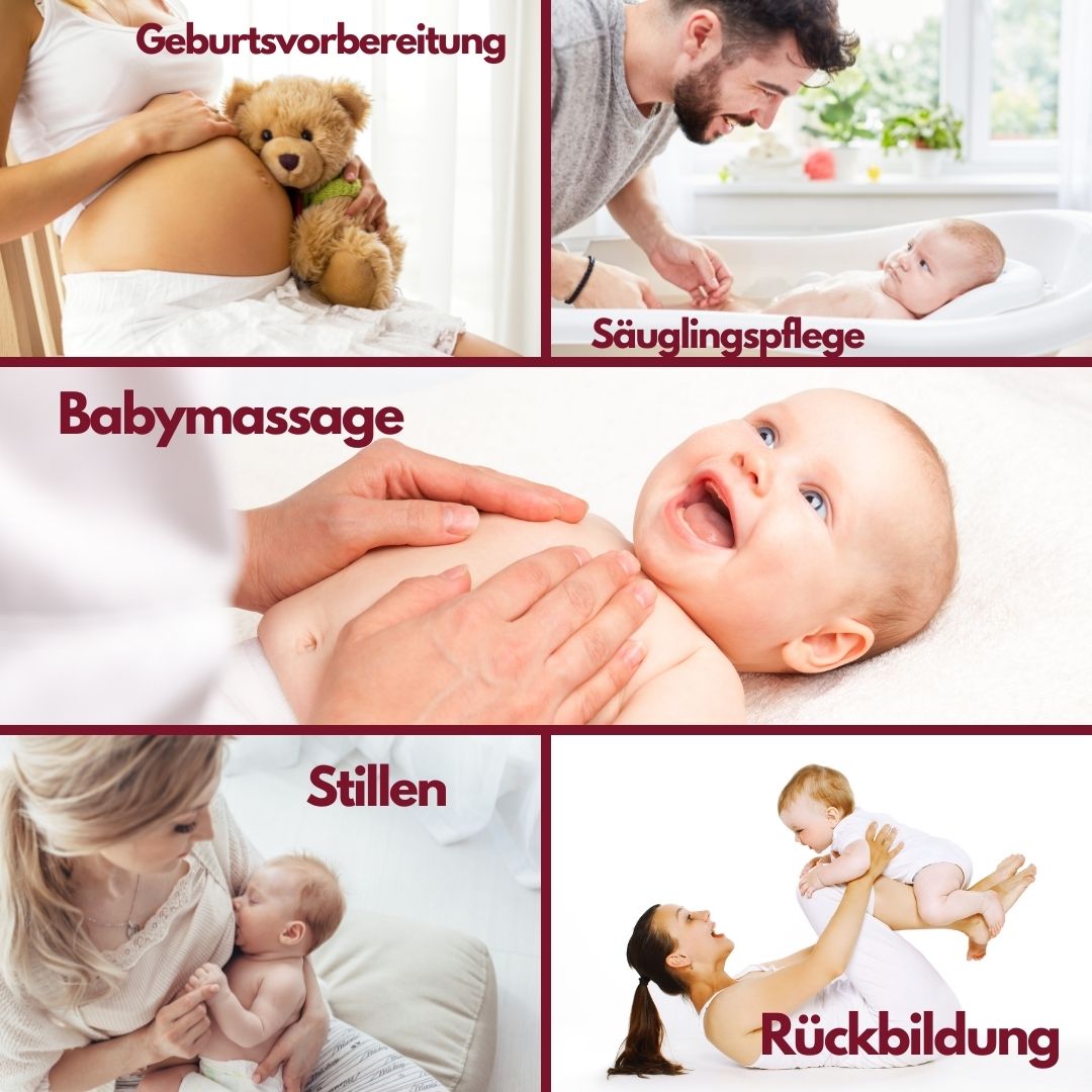 Geburtsvorbereitung, Babymassage, Säuglingspflege, Stillen, Rückbildungsgymnastik